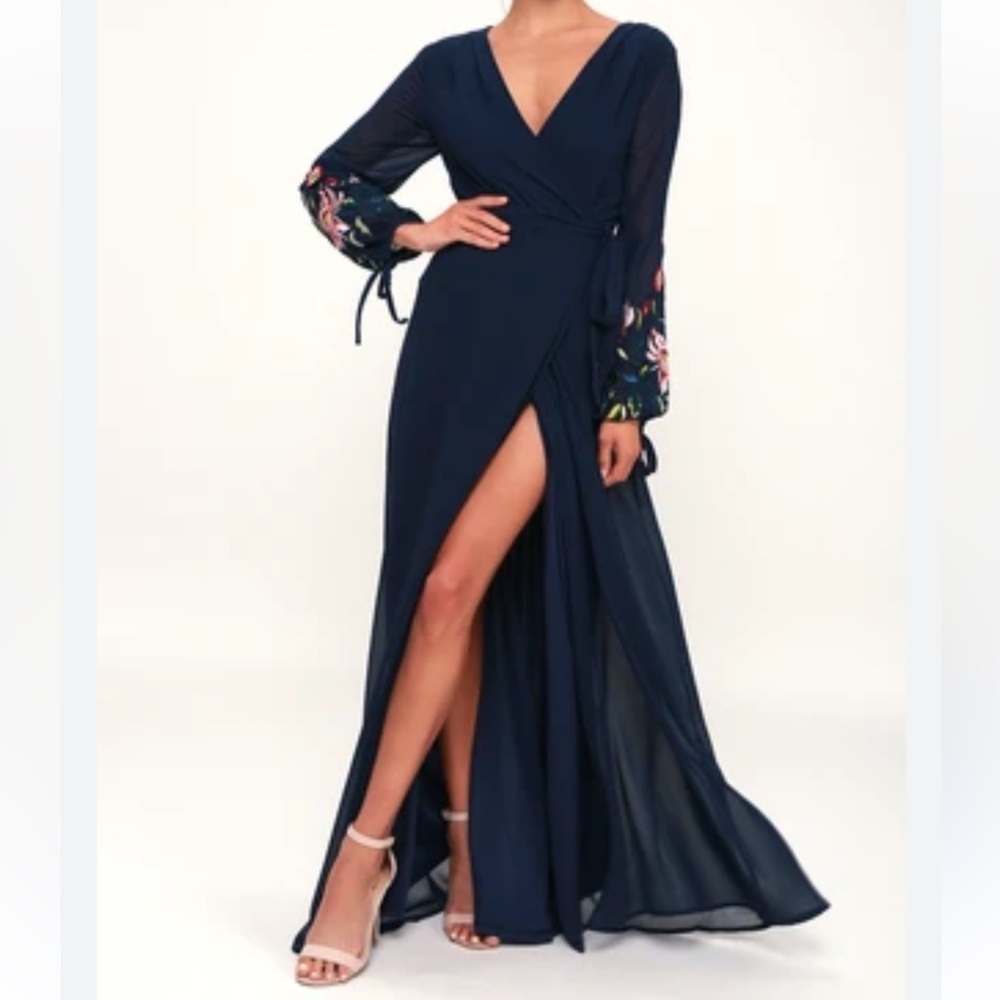 Lulu’s Long sleeve embroidered long party dress